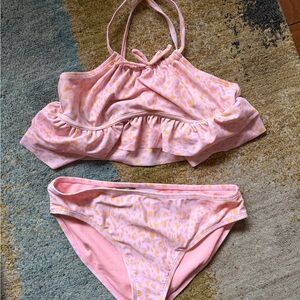 Angel Beach Pink Ruffle Two-Piece Kids Swimsuit size 14